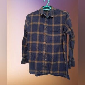 Madewell Blue and Brown Plaid Button-Down Shirt